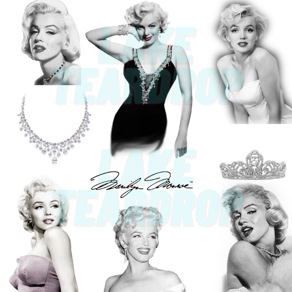 Sublimation Marilyn Monroe Noir et Blanc Digital Clipart SVG PNG Collage Pour Autocollants, T-Shirt, Tasses, Projets/Mariusn Monroe SVG