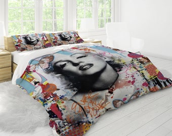 Marilyn Monroe Dreamy Bettbezug oder Quilt - 3-teiliges Bettwäsche-Set / Marilyn Monroe Duvet / Marilyn Monroe Quilt / Marilyn Monroe Bedding