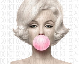 Marilyn Monroe Bubblegum Large HIGH-Resolution Transparent PNG/SVG  Digital Download/Sublimation Design/
