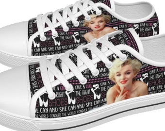 Marilyn Monroe "Shoes Quote" White Sole Canvas Shoes for Women