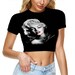 Marilyn Monroe Sexy Print Sheer Tee Mesh Crop Tops for Women 