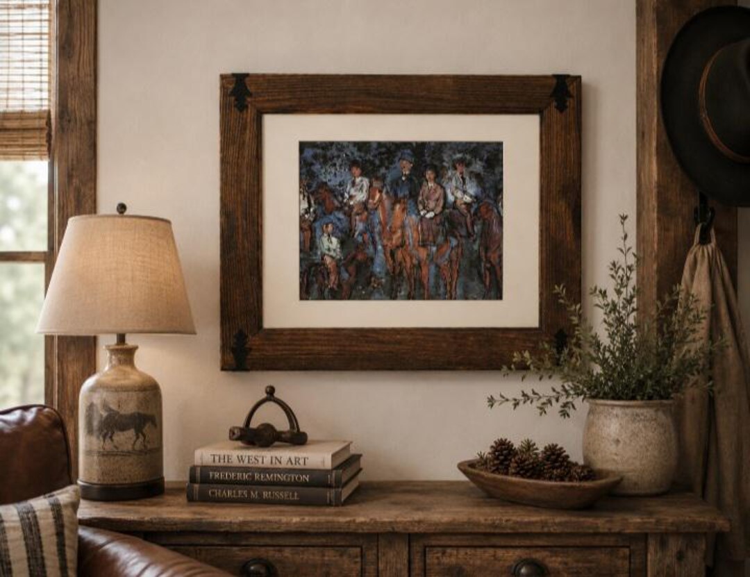Wood Framed Riders in the Forest by French Artist Raoul Dufy Art