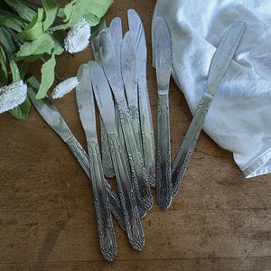 Vintage Edelstahl China Floral dekorative Buttermesser Silberwaren 10er Set