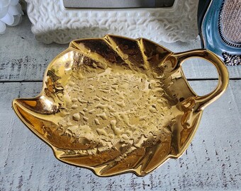 Vintage Holley Ross Distinguished China 22K Gold Leaf Trinket