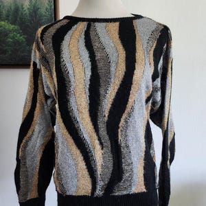 Vintage Women&#39;s Metallic Knit Long Sleeve Sweater Size M/L