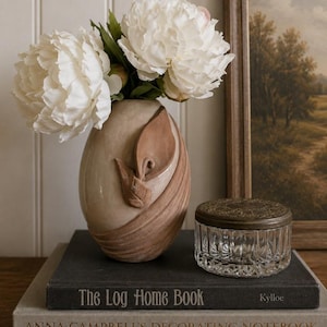 Vintage Studio Art Signed Pottery Modern Style Flower Petal Vase w/ Glazed & Matte Finishes