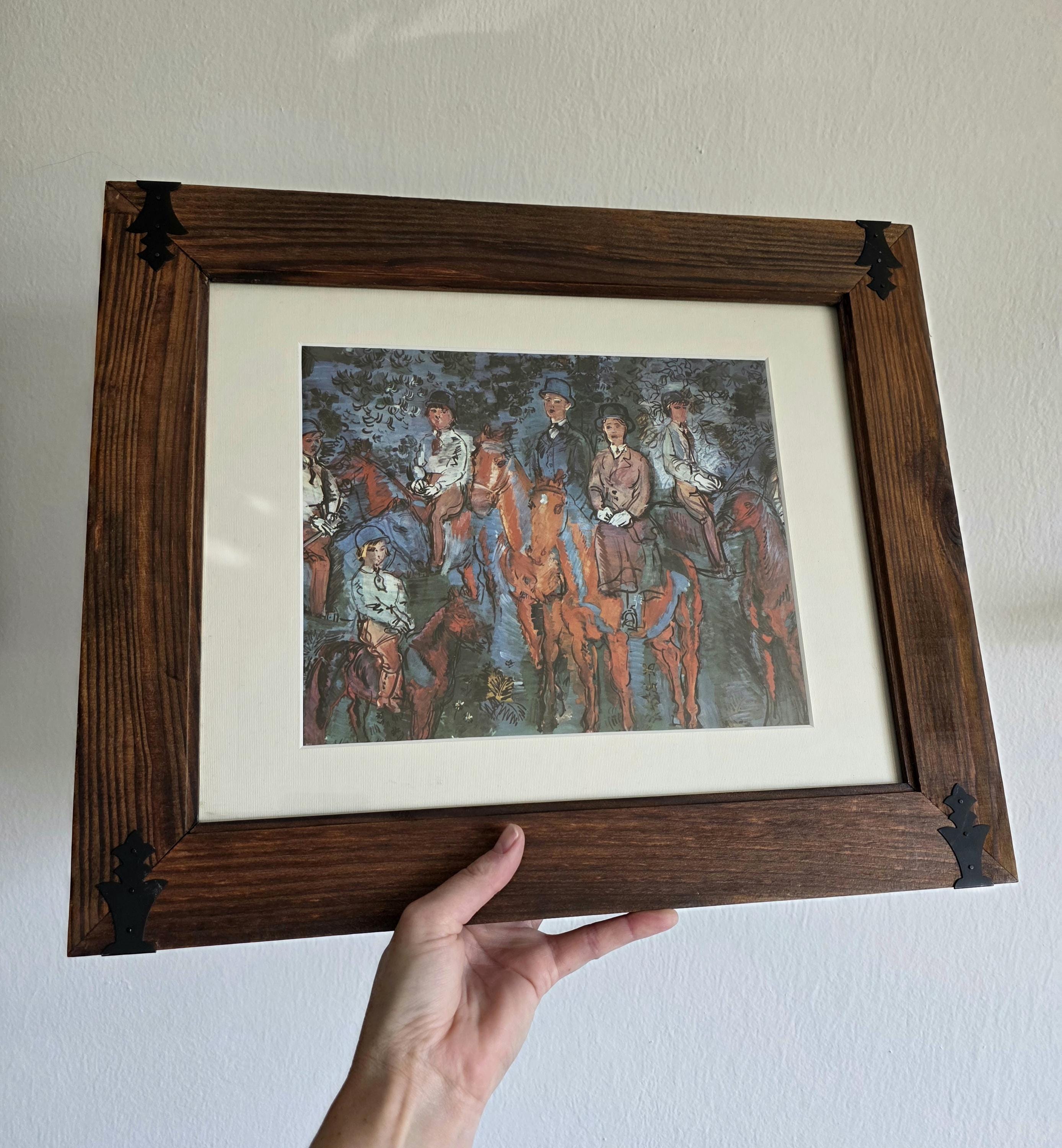 Wood Framed Riders in the Forest by French Artist Raoul Dufy Art