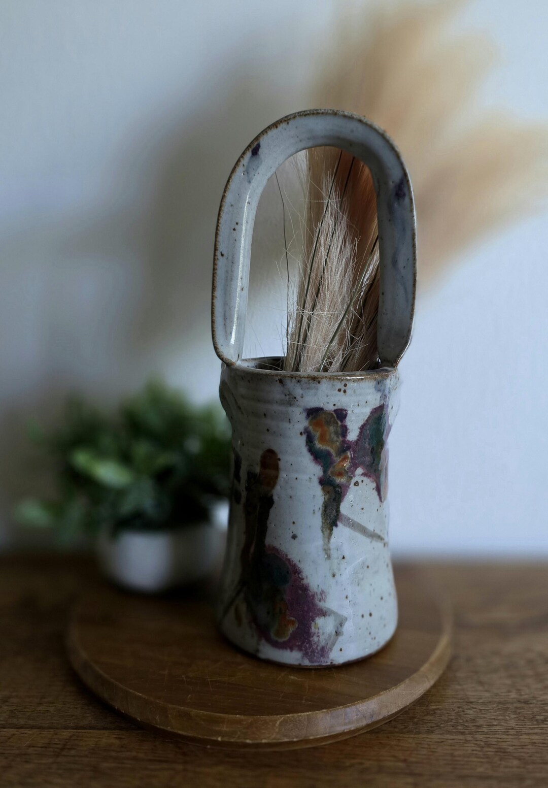 Vintage Handpainted Artist Signed Studio Art Pottery Handled Vase ...