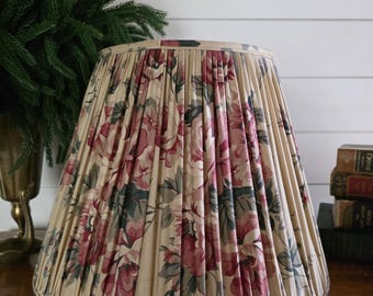 Vintage French Country Cottage / Cottagecore / Shabby Chic Large Floral Fabric Pleated Lampshade