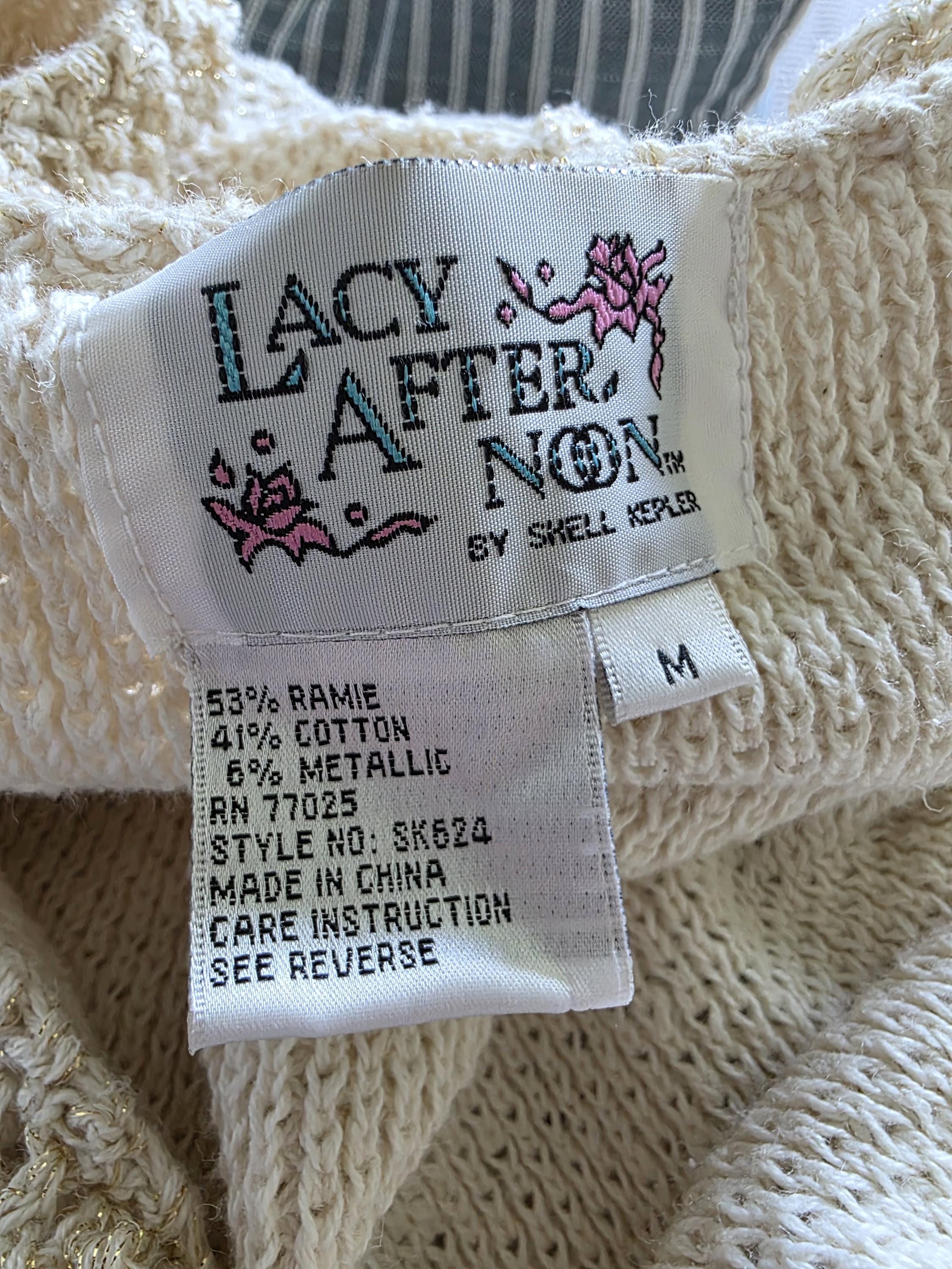 Vintage Lacy Afternoon by Shell Kepler Knit Crocheted Metallic