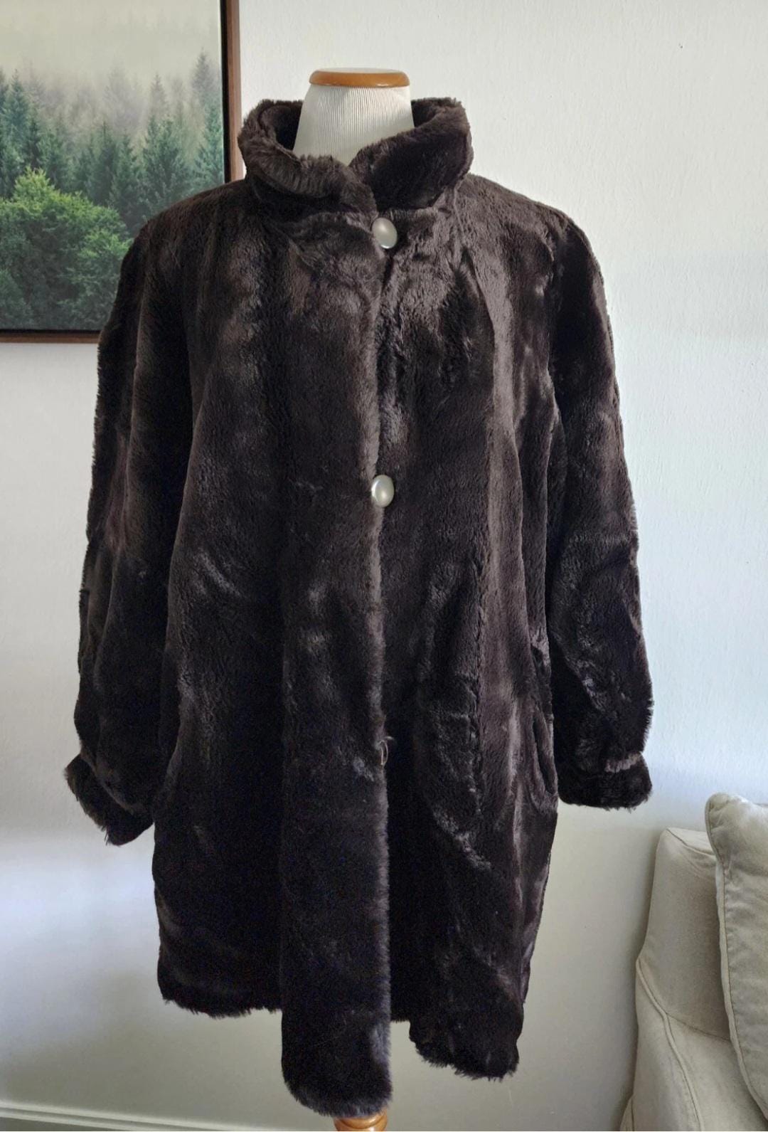 Vintage J Percy Marvin Richards Women's Faux Brown Fur Long