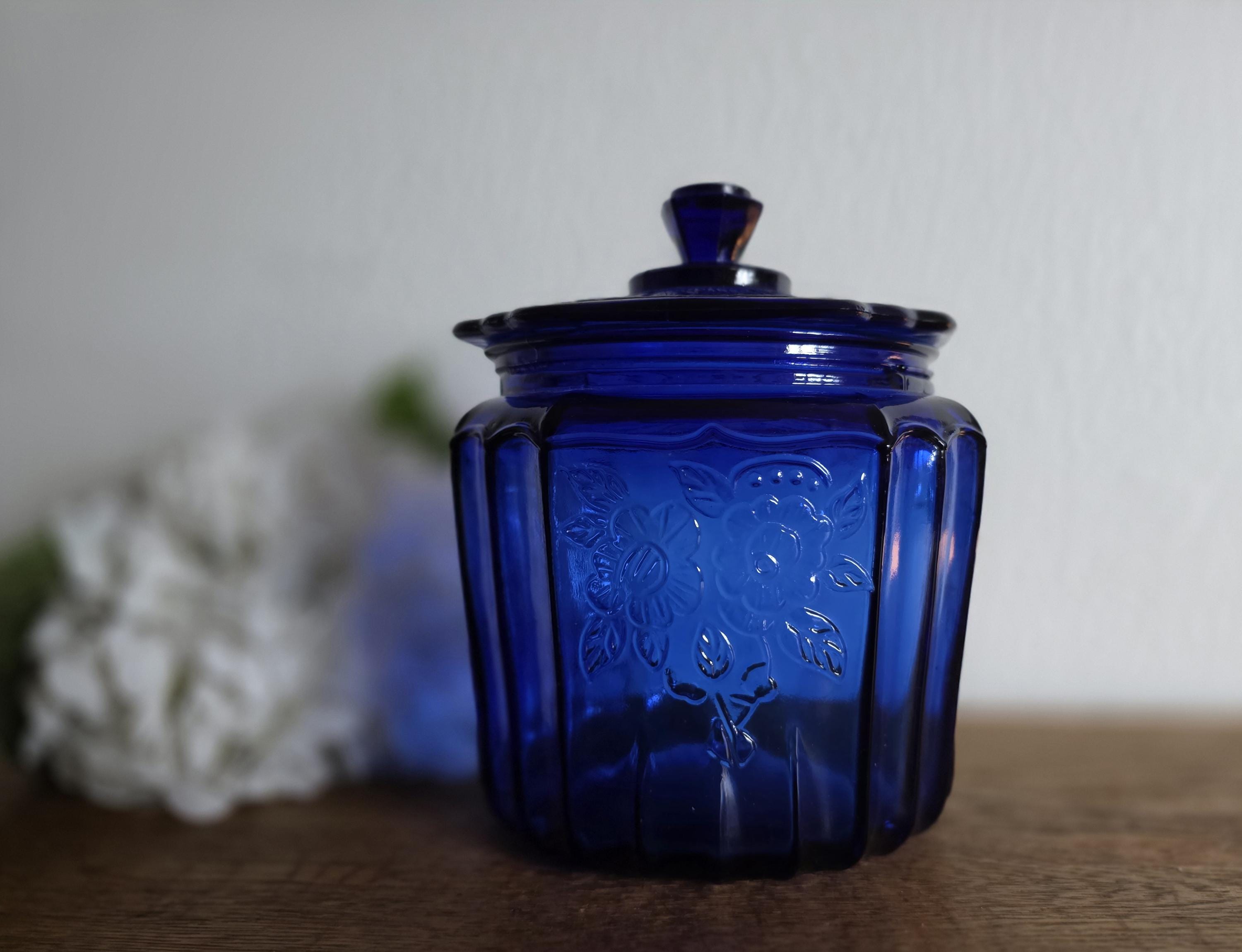 Vintage Cobalt Blue Cookie Candy Cracker Flour Sugar Coffee Tea