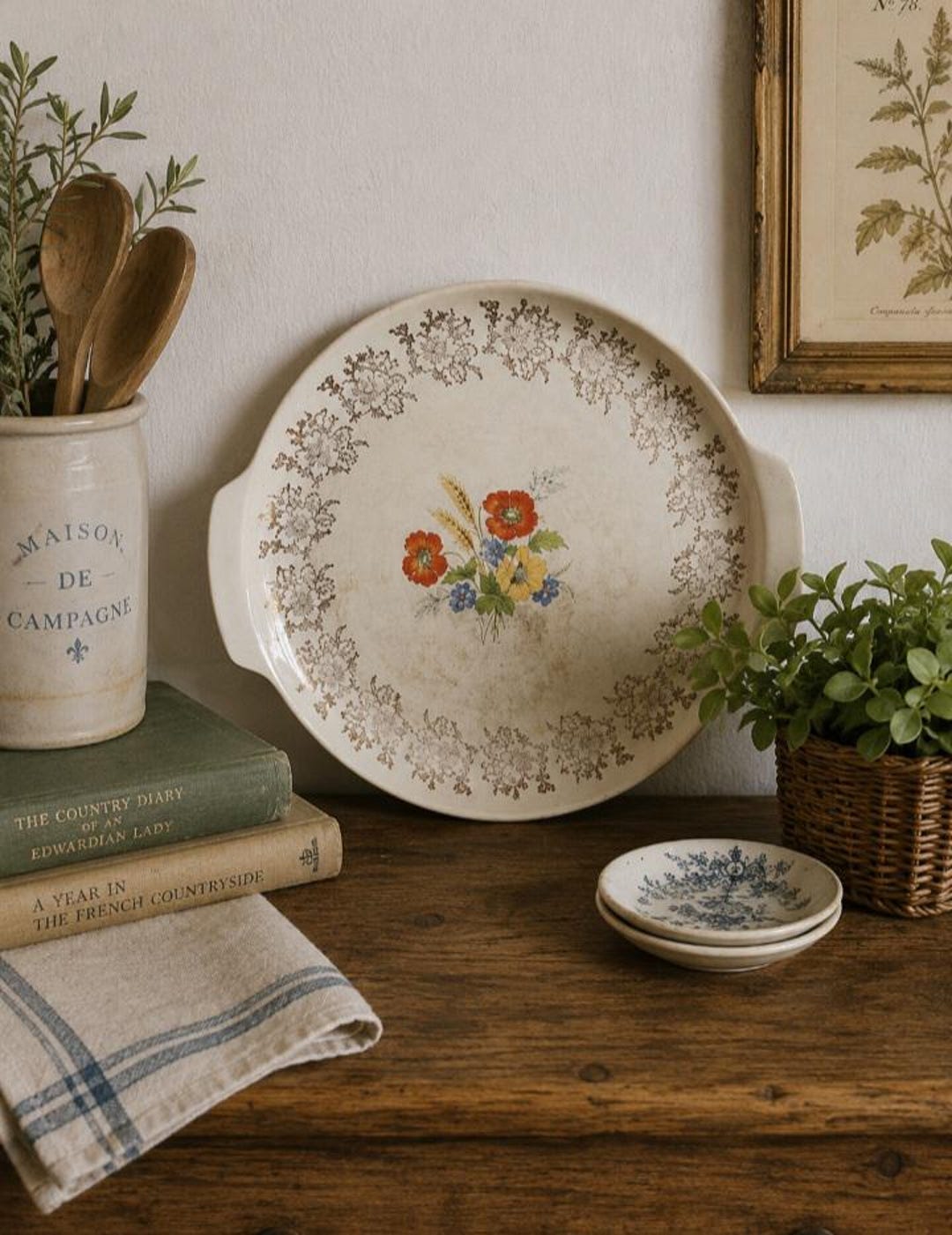 Vintage the French Saxon China Co 22K Gold Lace Floral Serving