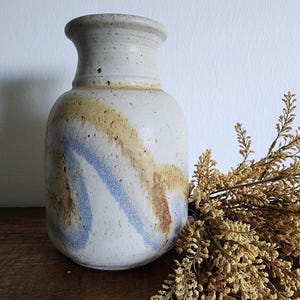 Handmade Studio Art Pottery Artist Signed Textured Tall Large Flower Decor Vase