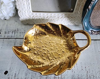 Vintage Holley Ross Distinguished China 22K Gold Leaf Trinket