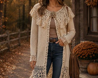 Vintage Lacy Afternoon by Shell Kepler Knit Crocheted Metallic