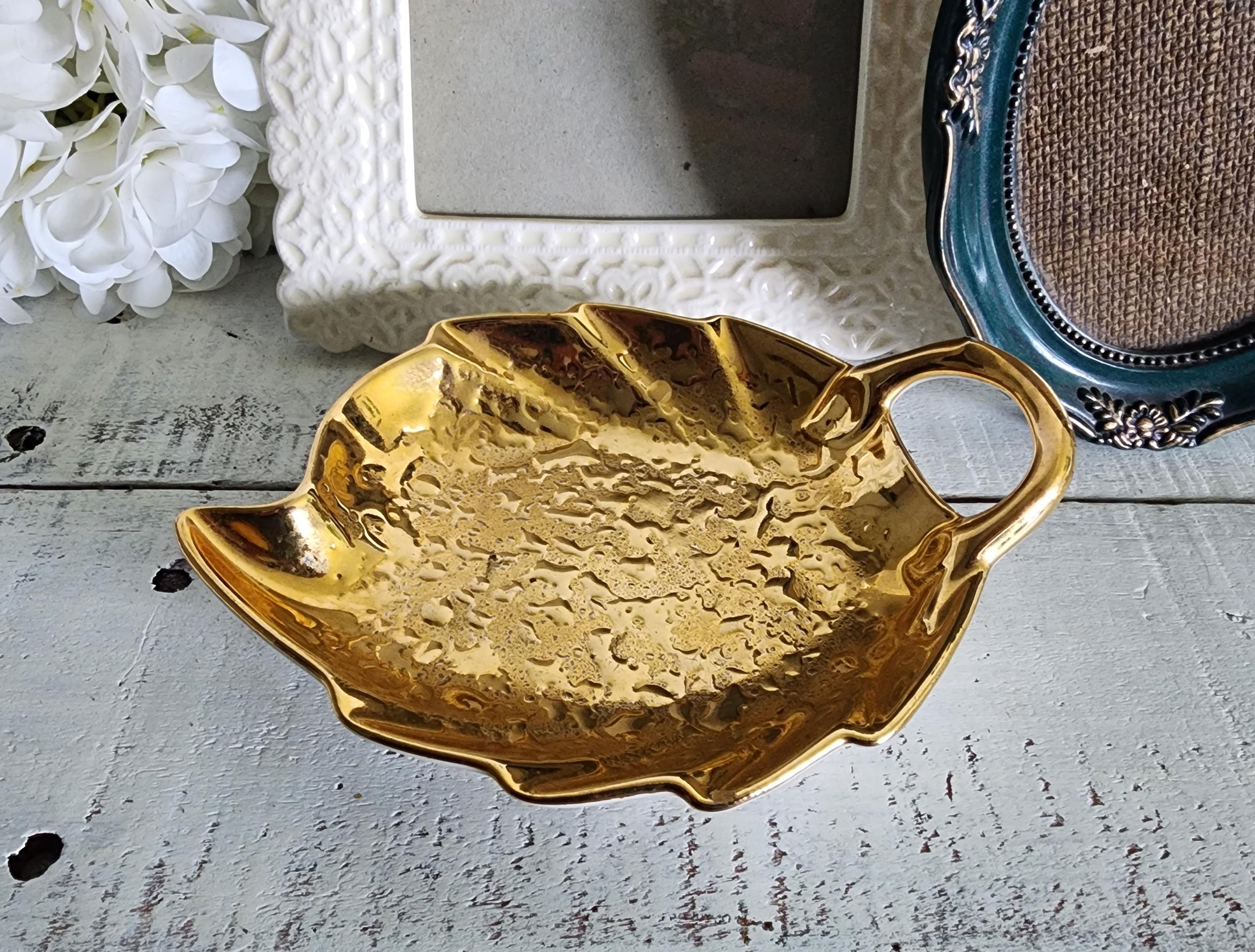 Vintage Holley Ross Distinguished China 22K Gold Leaf Trinket