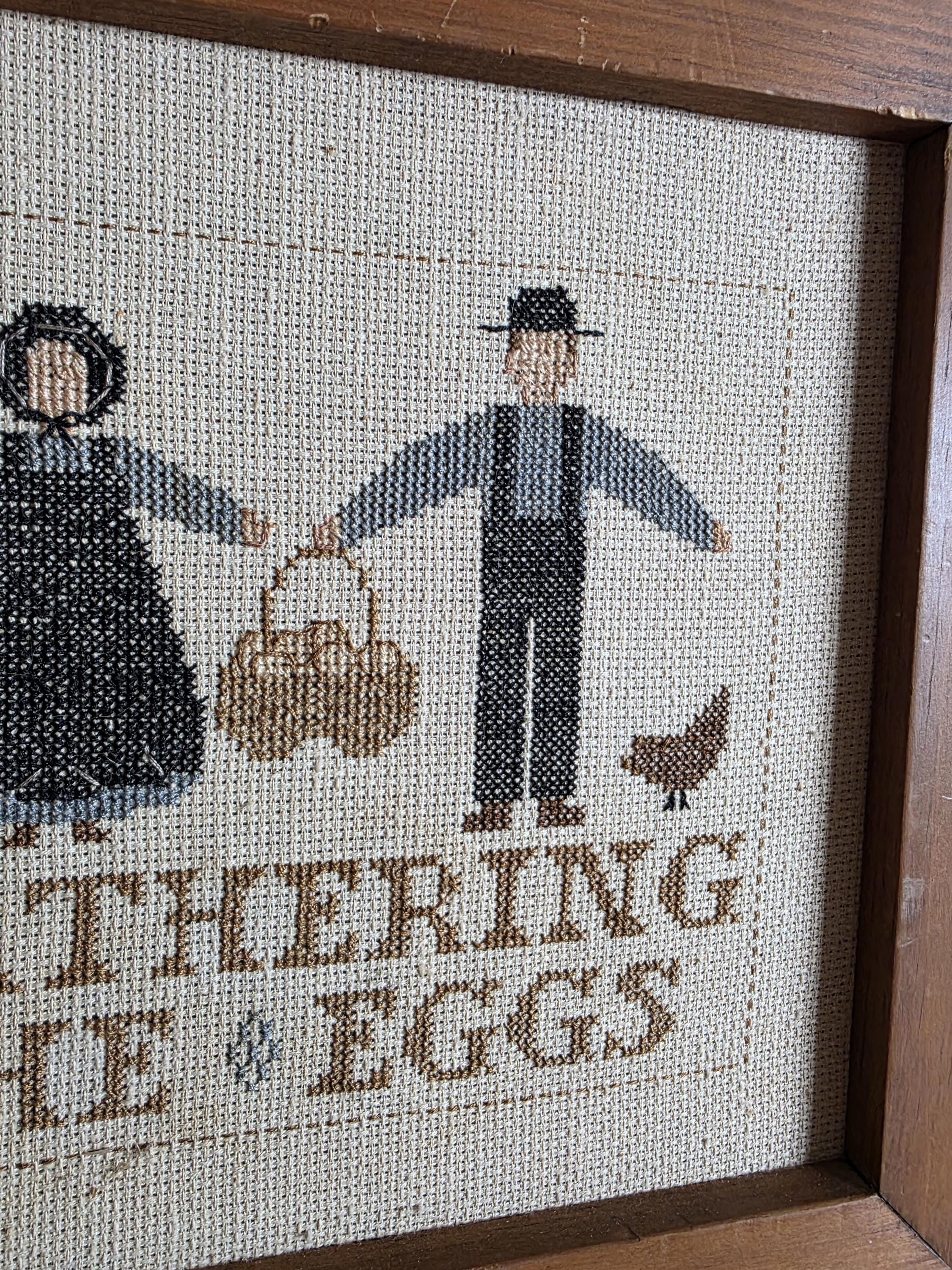 Vintage Farmhouse Country Cottage Folk Art Cross-stitch Gathering the ...