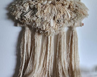 Vintage 1980's Large Boho Sherri Bingaman Textile / Fiber Wall Hanging Art Piece