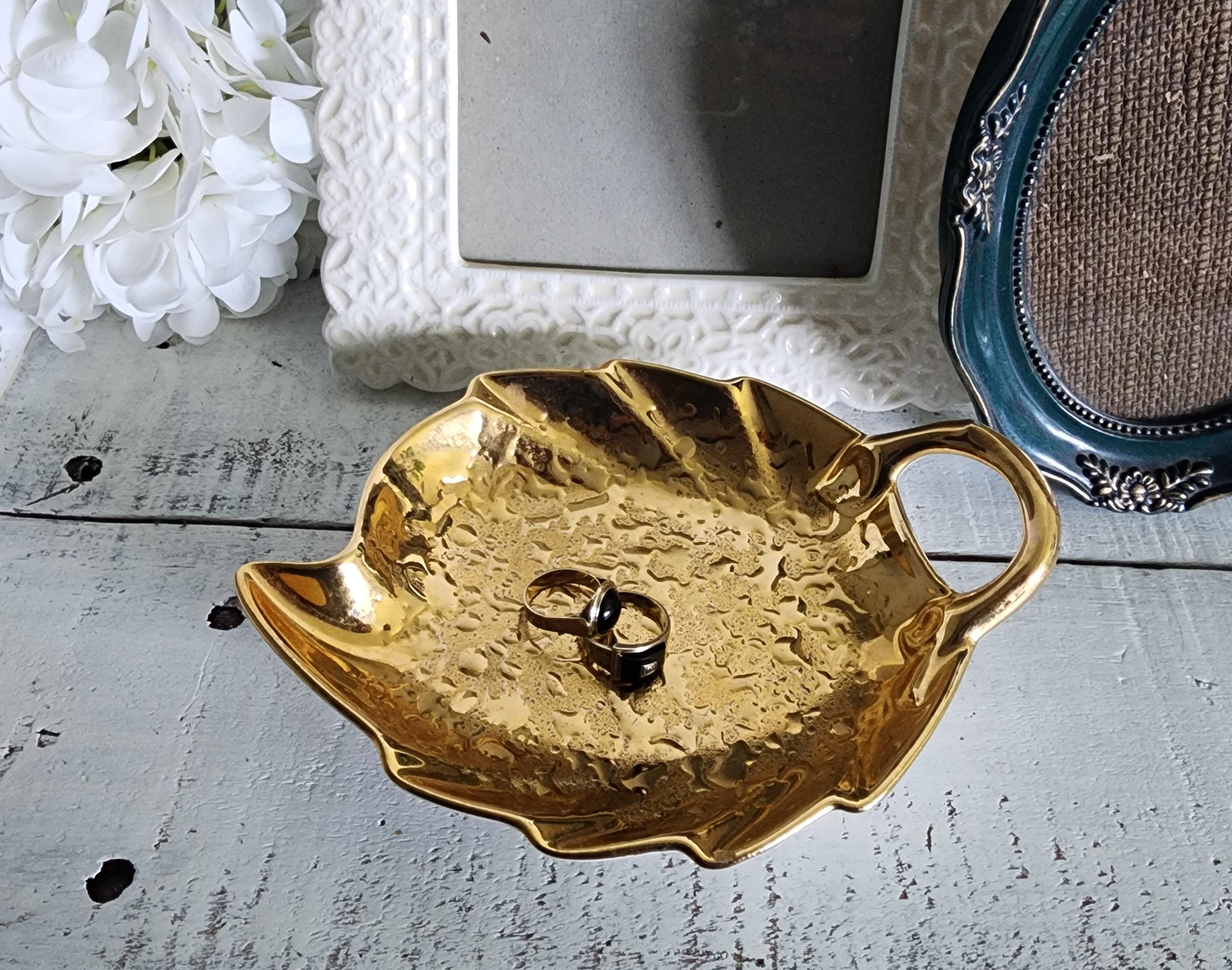 Vintage Holley Ross Distinguished China 22K Gold Leaf Trinket