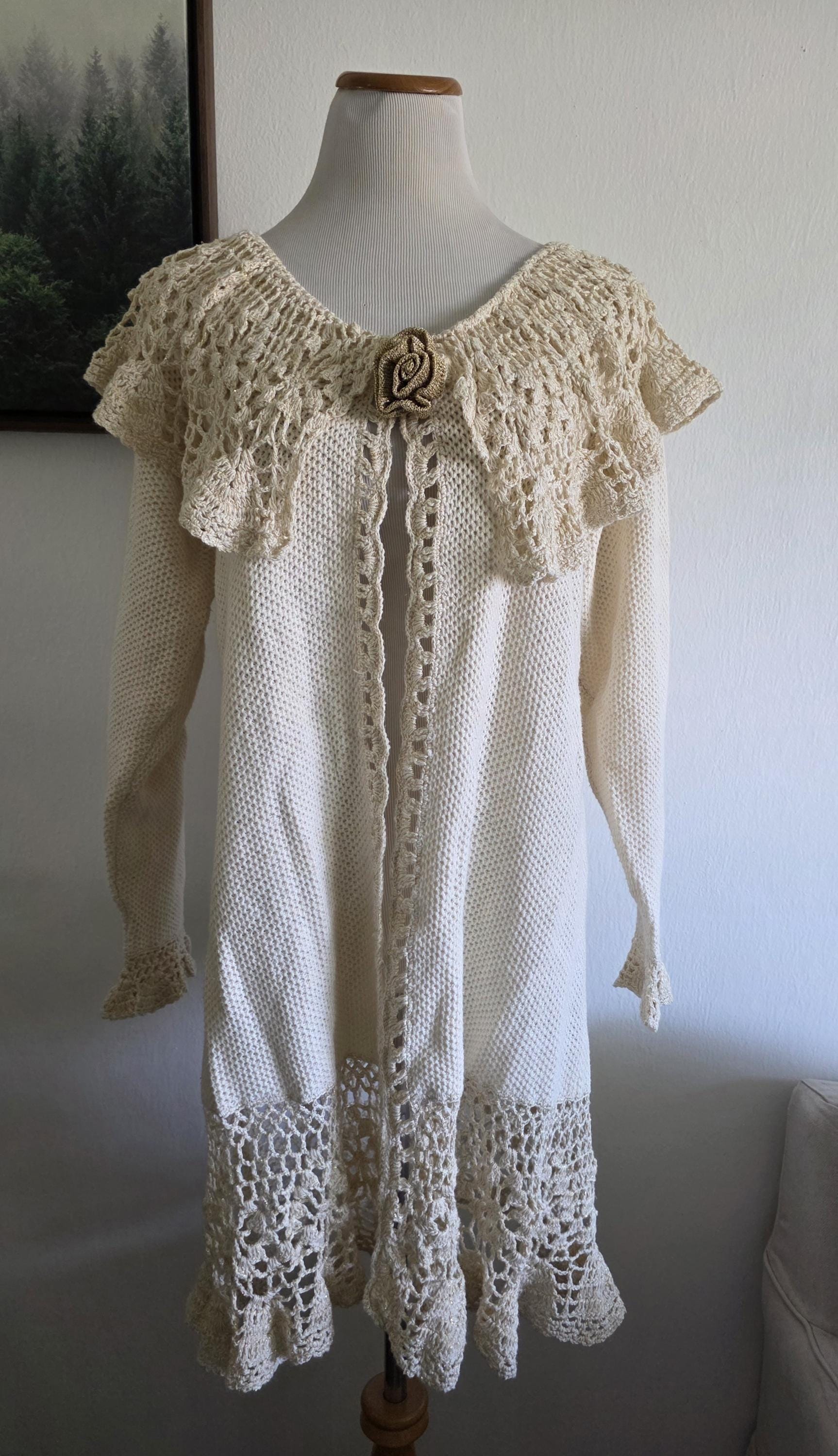 Vintage Lacy Afternoon by Shell Kepler Knit Crocheted Metallic