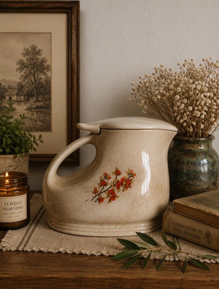 Antique Vintage Universal Cambridge Pottery Bittersweet Flower