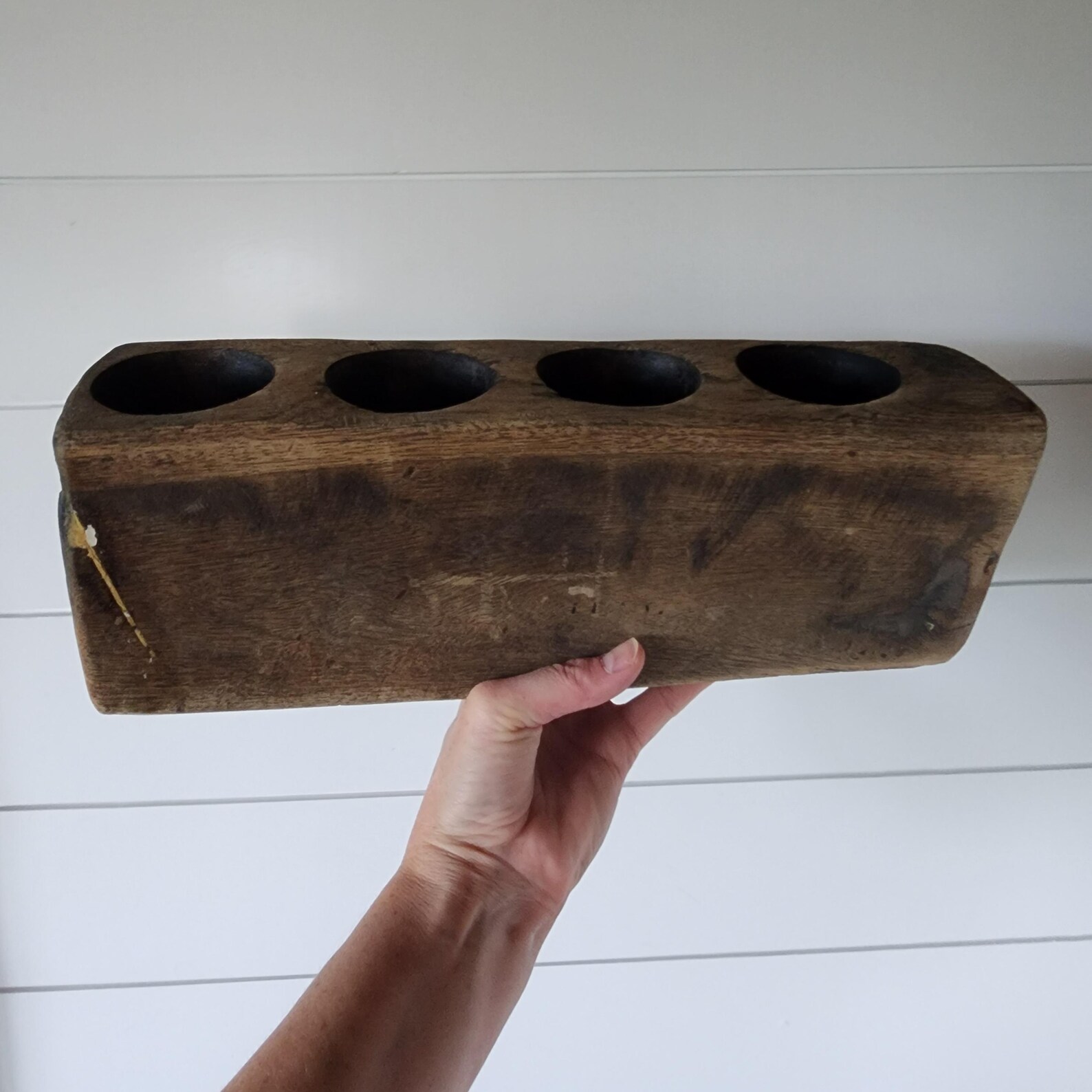 Vintage Rustic Solid Wood Sugar Mold - Candle Holder / Plants / Decor