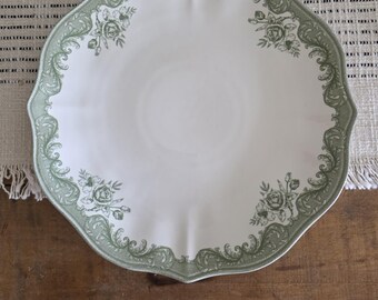 Set von (4) Matceramica Steingut Vintage Stil Grüne Rose Floral 11 ""Verzierte Speiseteller - Portugal."