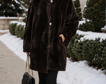 Vintage J Percy Marvin Richards Women's Faux Brown Fur Long