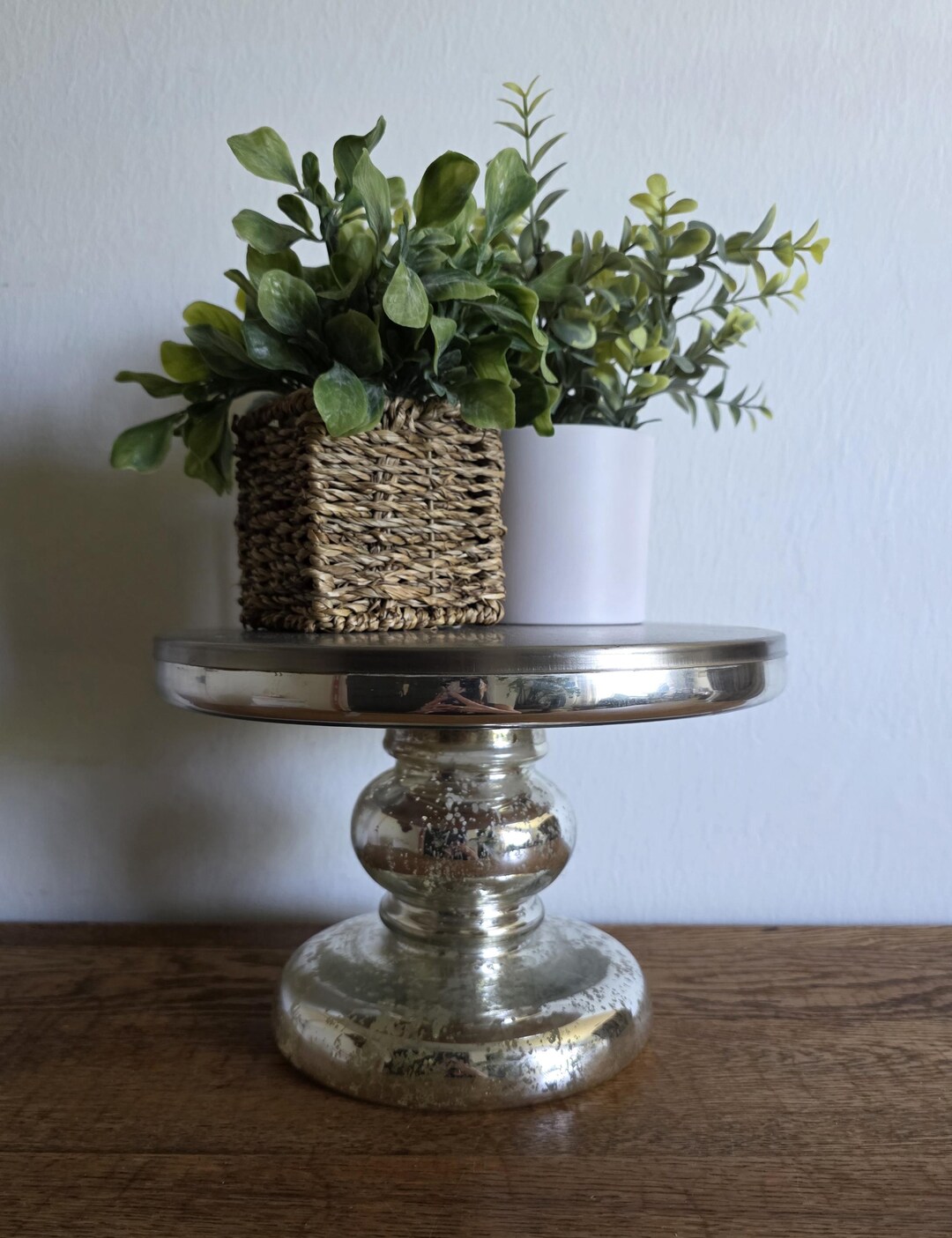 Pottery Riser Pottery Barn Mercury Glass Large Cake Plate Stand / Riser - Etsy