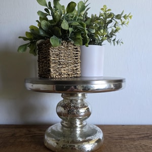 Pottery Barn Mercury Glass Large Cake Plate Stand / Riser