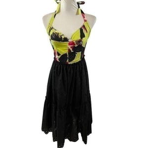 Vintage Y2K Anthropologie Le Shack By Tracy Feith Floral Halter Dress Size 6 image 1