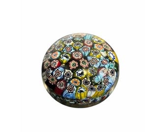 Vintage Maui Whalers Village Millefiori Art Glass Paperweight Multi Color Dome