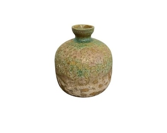 Handgefertigte Studio Keramik Vase aus vulkanischer Glasur in Grün-Tönenoptik