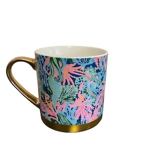 Lilly Pulitzer bringt Meerjungfrau zurück Becher 10 Unze blau, rosa, Gold Bild 1