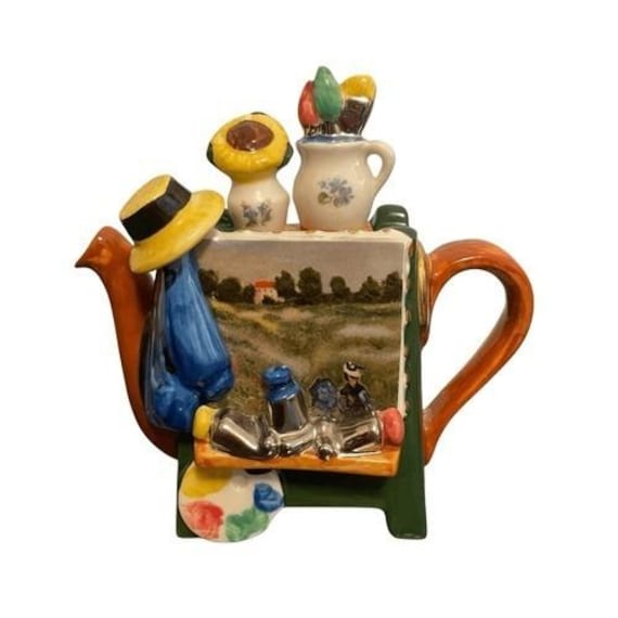 Tony Carter Teapot Artist Easel Landscape Painting Novelty Made in