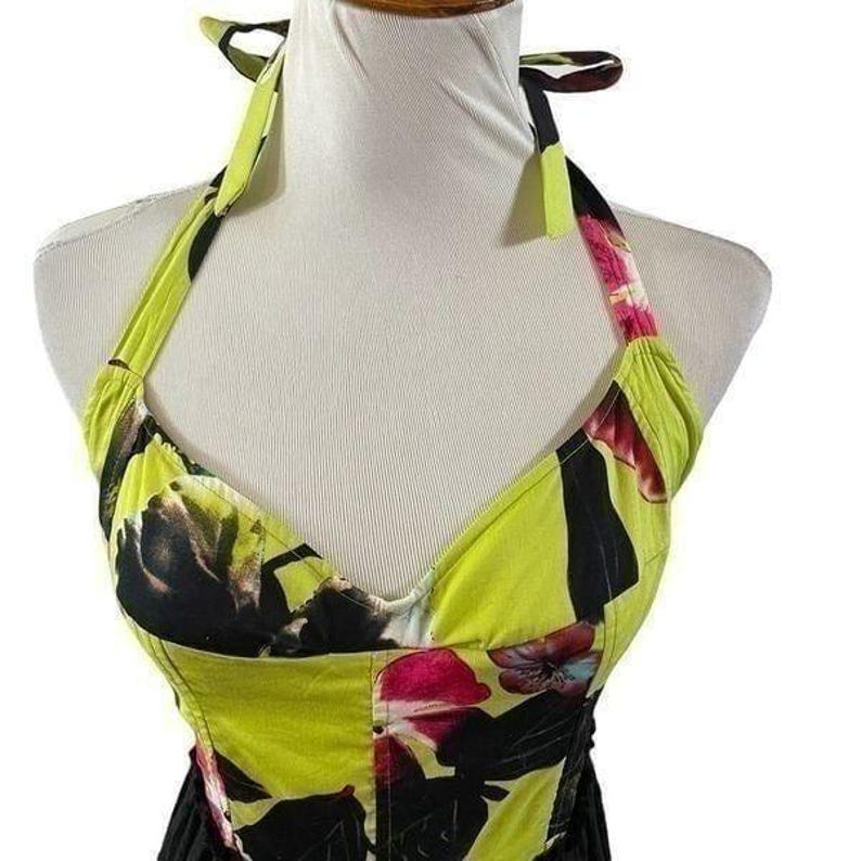 Vintage Y2K Anthropologie Le Shack By Tracy Feith Floral Halter Dress Size 6 image 2