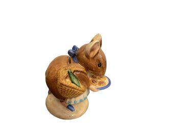 Beswick Beatrix Potter Appley Dapply Mouse Figurine England Ceramic Brown Blue