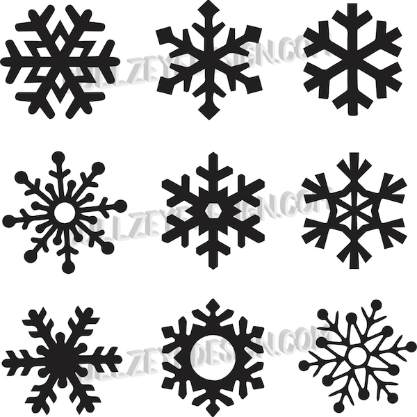 9 unique Snowflakes, Vector Snowflakes, EPS Snowflakes, svg cut file, Snowfake cut file, Cricut, Winter svg Snow flakes,Snowflake Cricut SVG