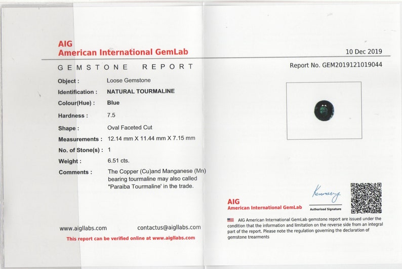 6,51 ct AIG-certifierad naturlig blå paraiba-turmalin: Moçambique oval ädelsten bild 3