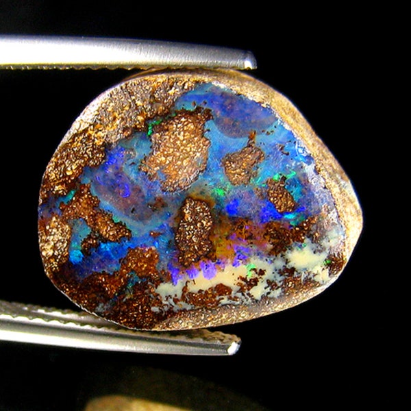 14.08Ct Gorgeous ! Superb Neon Blue Green Flashy Koroit Boulder Opal From Australia