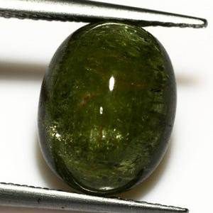 5.86Ct Unheated Olive Green Kornerupine Cat&#39;s Eye Gemstone From Madagascar