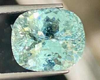 5.89Ct Copper Bearing Paraiba Tourmaline: Mozambique Blue Cushion Cut