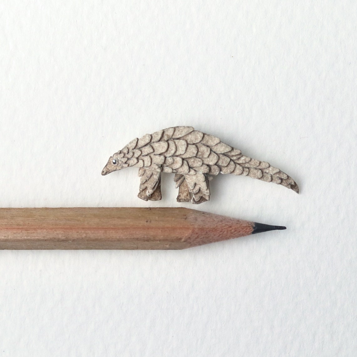 Pangolin Papercut Paper art miniature Original art | Etsy