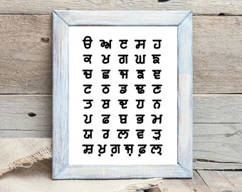 Alfabetos Gurmukhi números días impresos, decoración de vivero Punjabi, Painti Akhari, números de alfabetos Punjabi imprimibles, arte de sala de juegos para niños Punjabi