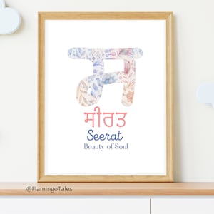 Lohri gift for kids, Sikh Nursery Art, Personalized Punjabi name wall art decor, sikh boy room, kid playroom, Gurmukhi name, with meaning