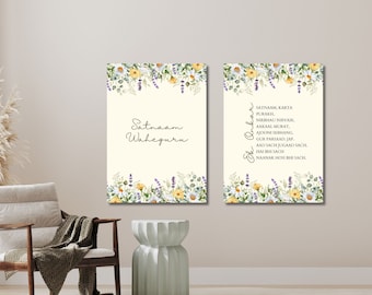 Conjunto de 2 impresiones, Mool Mantar, Ek Onkar, Satnam Waheguru, decoración del hogar punjabi imprimible, arte de pared sikhi, arte de pared religioso, arte sikh digital
