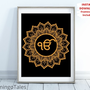 Ek Onkar Wandkunst,Ik Onkar schwarz und golden,Ik Onkar Wandkunst,Ik Onkar schwarz und golden