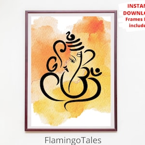 Ganesha Wall Art,Hindu Indian God,Ganesh Poster Ganapati,Digital Download Printable,Modern minimal wall art,Hindu wall art,Indian art