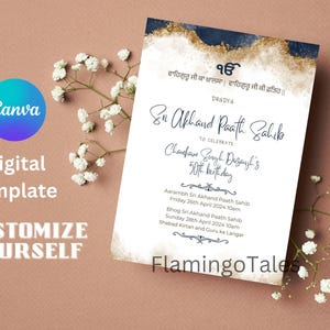 Akhand Paath Invitation,editable template Canva,Path Invite for birthday,Baby welcome,anand karaj,Sikh events,Punjabi